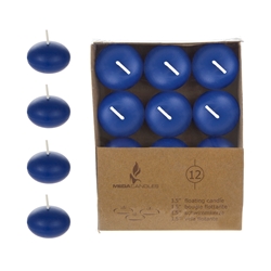 Mega Candles - 12 pcs 1.5" Unscented Floating Disc Candle in Brown Box - Dark Blue