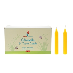 Mega Candles - 48 pcs 5" Citronella Straight Taper Candle in Designer Box - Yellow