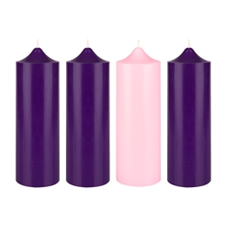Mega Candles - 4 pcs 3" x 9" Unscented Advent Bell Top Pillar Candle - Asst