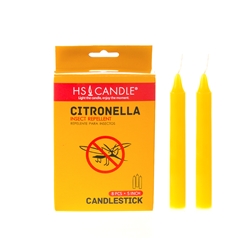HS Candles - 8 pcs 5" Citronella Household Taper Candle - Yellow