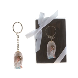 Mega Favors - Baby Angel Praying on Clouds Poly Resin Key Chain in Gift Box - Pink