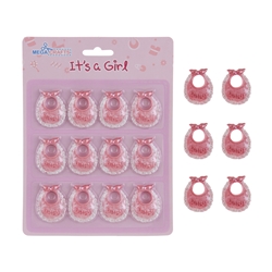 Mega Crafts - 12 pcs Baby Bib Poly Resin Embellishments - Pink