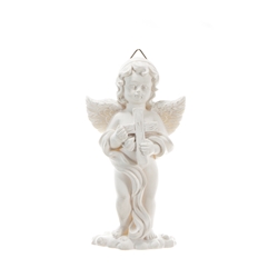 Mega Favors - Angel Holding onto Cross Wall Plaque - White