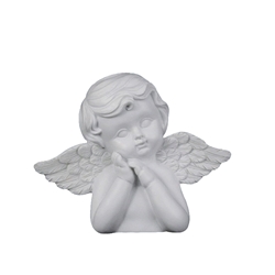 Mega Favors - Angel Resting on Hand Poly Resin Plaque - White