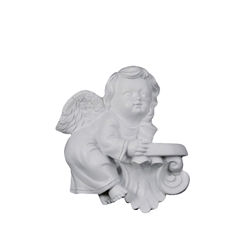 Mega Favors - Angel Resting on Balcony Poly Resin Plaque - White