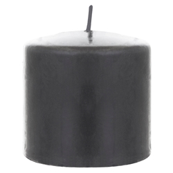 Mega Candles - 3" x 3" Unscented Domed Top Press Pillar Candle in Shrink Wrap - Dark Gray