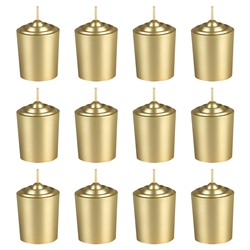 Mega Candles - 12 pcs 15 Hours Unscented Votive Candle in White Box - Gold