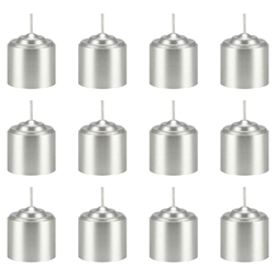 Mega Candles - 12 pcs 8 Hours Unscented Votive Candle in White Box - Silver
