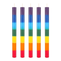 Mega Candles - 5 pcs 1" x 12" Unscented Chakra Round Straight Taper Candle - Assorted