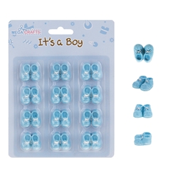 Mega Crafts - 12 pcs Baby Bootie Poly Resin Embellishments - Blue