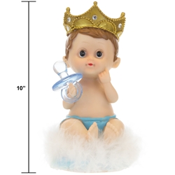 Mega Favors - 10" Baby Wearing Crown Poly Resin - Blue