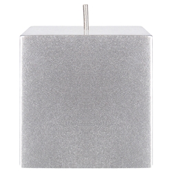 Mega Candles - 3" x 3" Unscented Square Pillar Candle - Silver