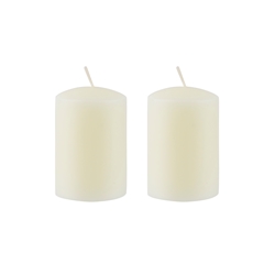 Azure Candles - 2" x 3" Unscented Round Glazed Pillar Candle - Ivory