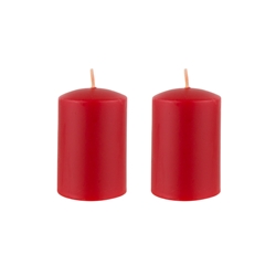 Azure Candles - 2" x 3" Unscented Round Glazed Pillar Candle - Red