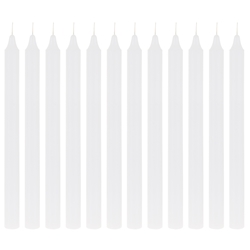 Mega Candles - 12 pcs 10" Unscented Straight Taper Candle in White Box - White