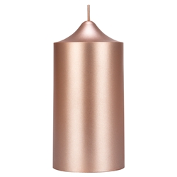 Mega Candles - 3" x 6" Unscented Round Bell Top Pillar Candle - Rose Gold