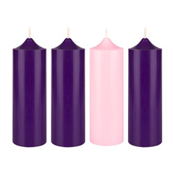 Mega Candles - 4 pcs 2” x 6” Unscented Advent Dome Top Pillar Candle - Asst