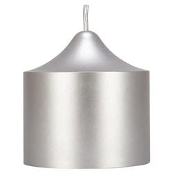 Mega Candles - 3" x 3" Unscented Round Bell Top Pillar Candle - Silver