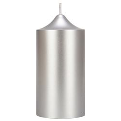 Mega Candles - 3" x 6" Unscented Round Bell Top Pillar Candle - Silver