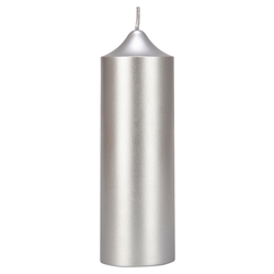 Mega Candles - 2" x 6" Unscented Round Bell Top Pillar Candle - Silver