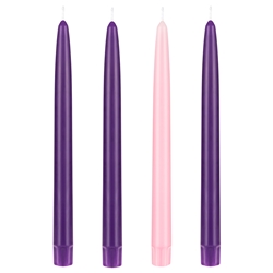 Mega Candles - 4 pcs 10" Unscented Advent Self Fitting Taper Candle - Assorted