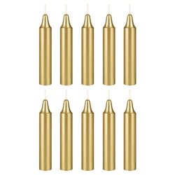 Mega Candles - 10 pcs 4 Inch Unscented Exquisite Mini Taper Chime Spell Candles - Gold
