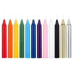 Mega Candles 12 pcs 5 Inch Unscented Exquisite Mini Taper Chime Spell Candles - Assorted