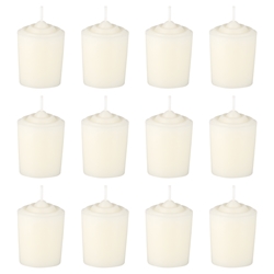 Mega Candles -12 pcs 15 Hours Unscented Votive Candle in White Box - Off White