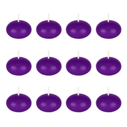 Mega Candles - 12 pcs 1.5" Unscented Floating Disc Candle in White Box - Purple