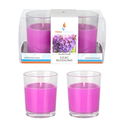 Mega Candles - 2 pcs Scented Poured Votive Glass Container Candle in Box - Lilac Blossom
